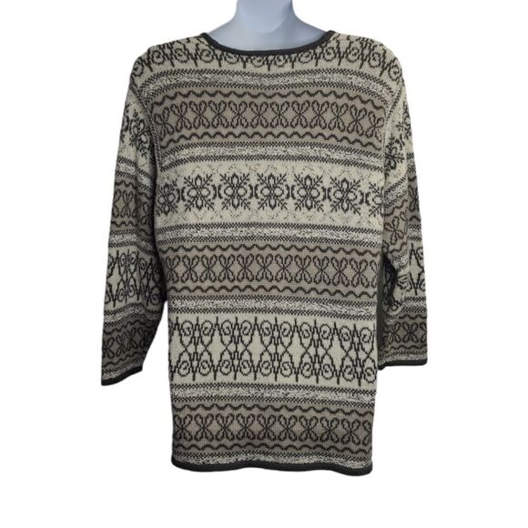 VINTAGE 90s gray and white button up fair‎ isle cardigan sweater volup 3X - Picture 3 of 8